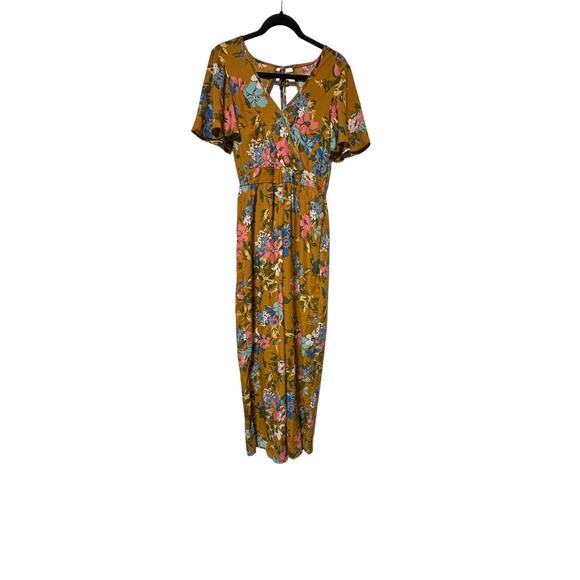 Band of Gypsies Floral Wide Leg Jumpsuit Romper‎ XS Multicolor V-Neck Casual - Picture 1 of 9